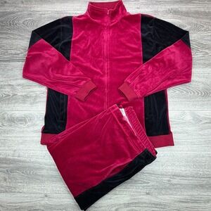 Lavane Velour Sweatsuit Mens XXL Red Colorblock Baggy Hip Hop 90s Y2K Vintage